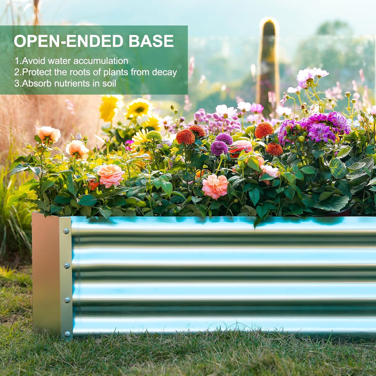 Land Guard 2 Pack 8×4×1ft Galvanized Metal Raised Garden Bed, Metal Planter Kit Box Outdoor for