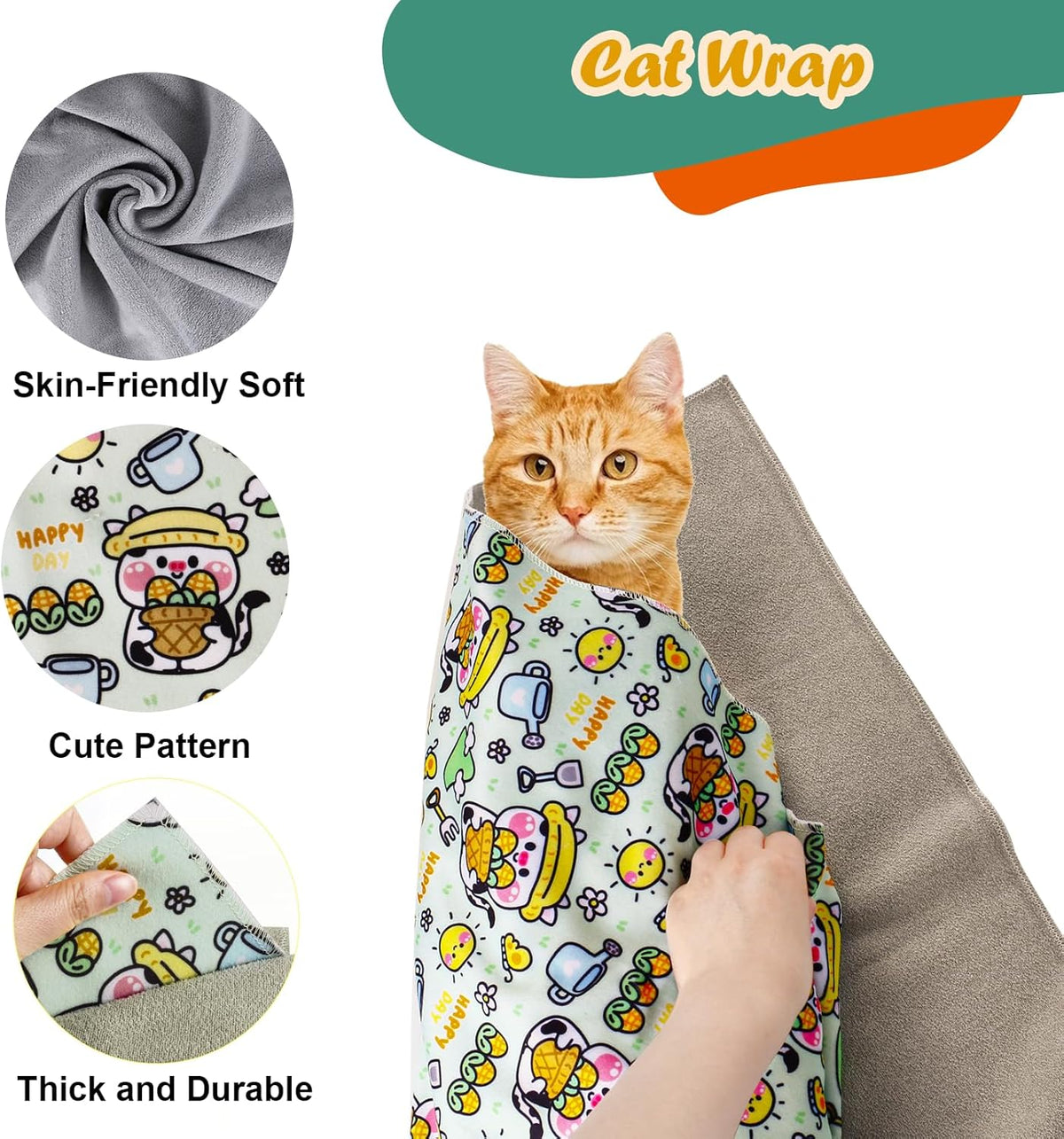 Cat Wrap for Cutting Nails and Grooming(27"x27"),Cat Restraint Wrap for Nail Clipping