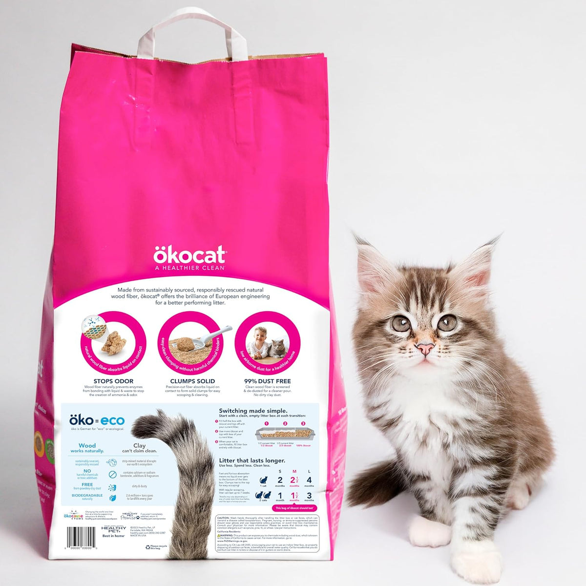 ökocat Super Soft Wood Clumping Cat Litter, Unscented, 10.6 pounds - Natural Ingredients, Stops