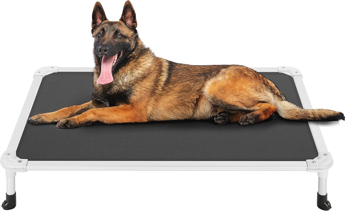 Veehoo Chew Proof Elevated Dog Bed - Cooling Raised Pet Cot - Silver Aluminum Frame and Durable