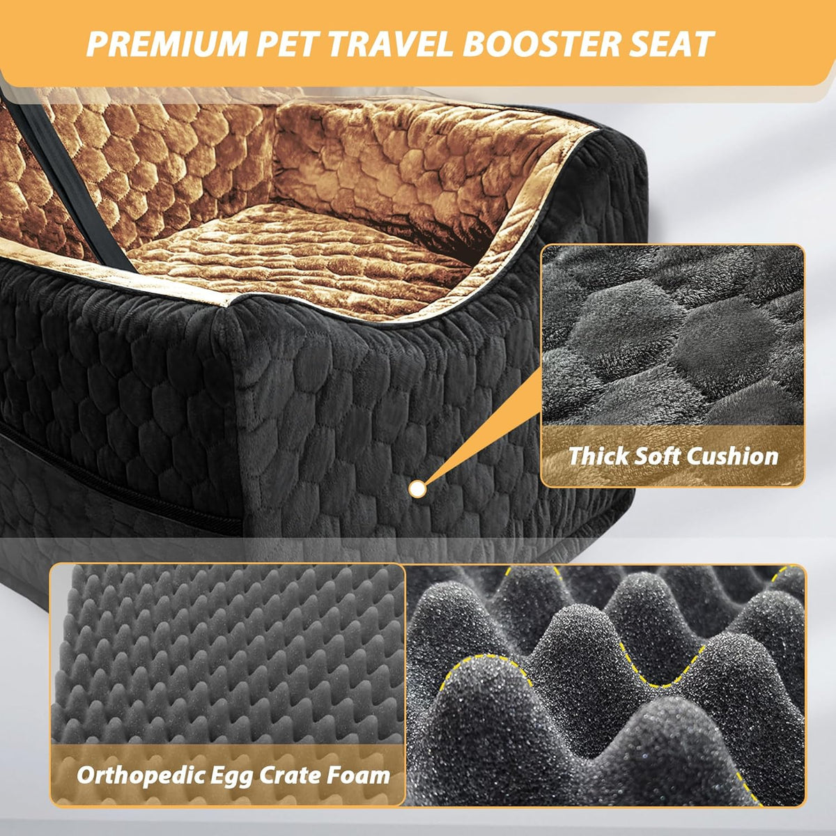 Dog Car Seat for Small/Medium Dogs, Memory Foam Dog Booster Seat, Travel Safety Per Car Seat with