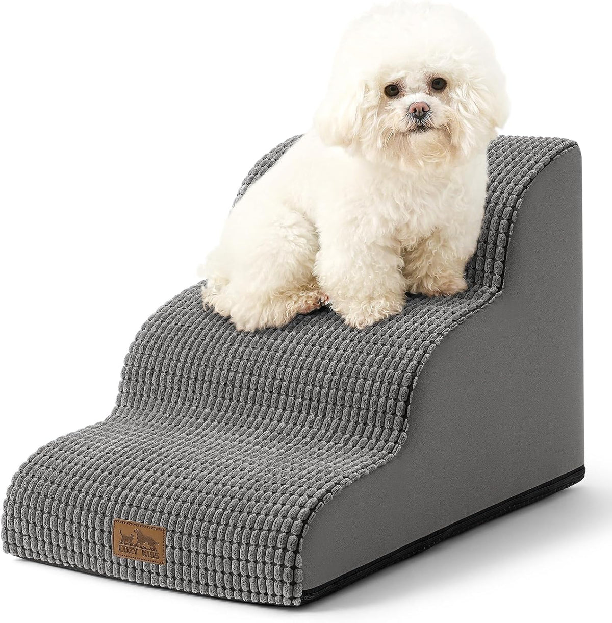 Dog Stairs for Small Dogs 15.7" H, Curved Dog Step for Puppy, Older Cat, Medium Pet Ramp for Sofa