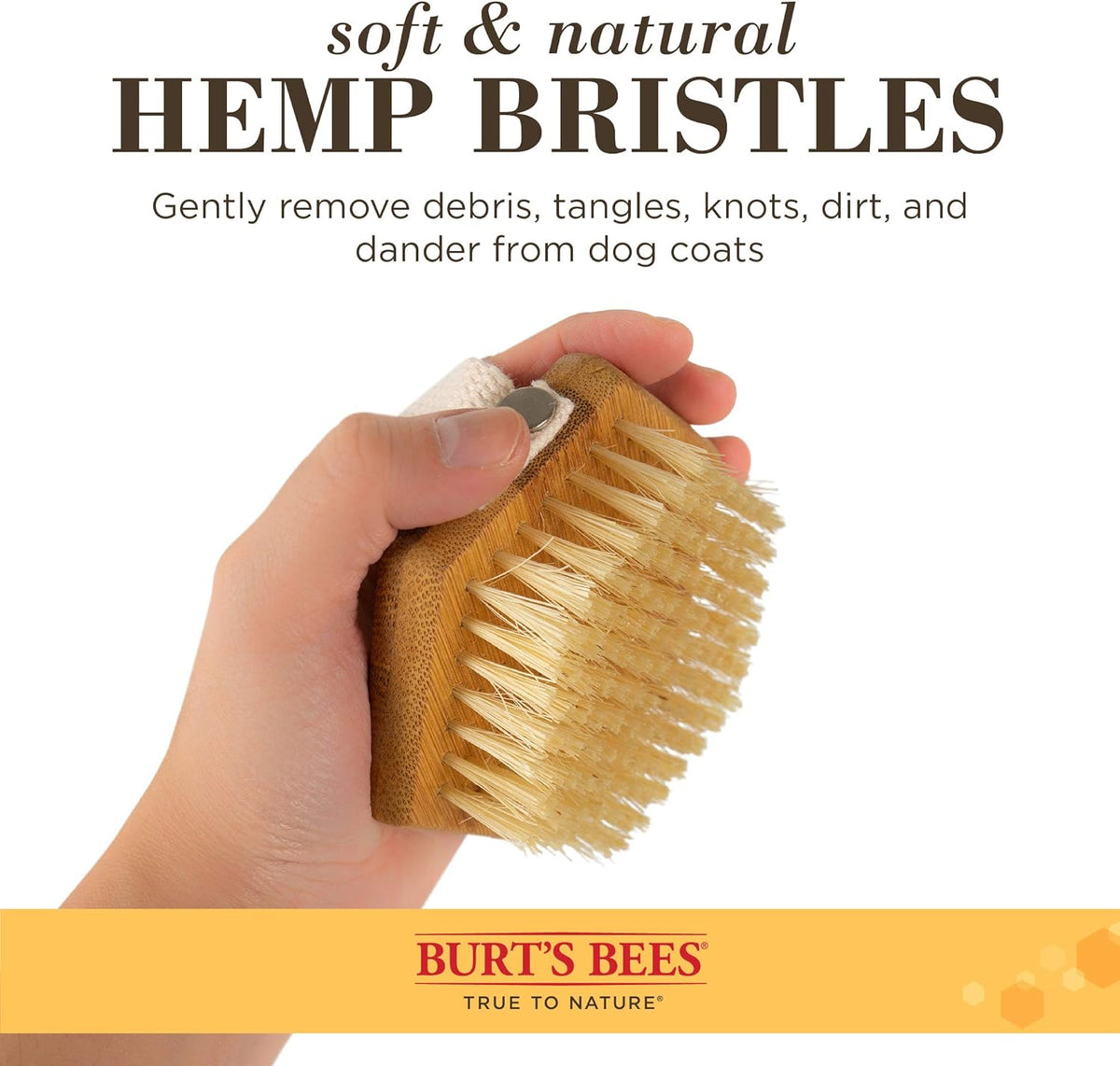 Burt's Bees for Pets Palm Brush with Hemp Bristles Best Ergonomic Dog Brush To Groom Large Dogs