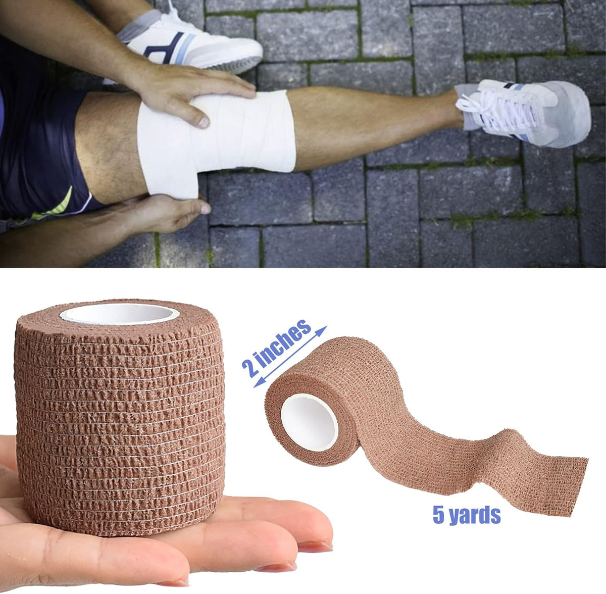 9 Pack 2" x 5 Yards Self Adhesive Bandage Wrap Self Stick Wrap for Ankle, Wrist, Finger, Sports