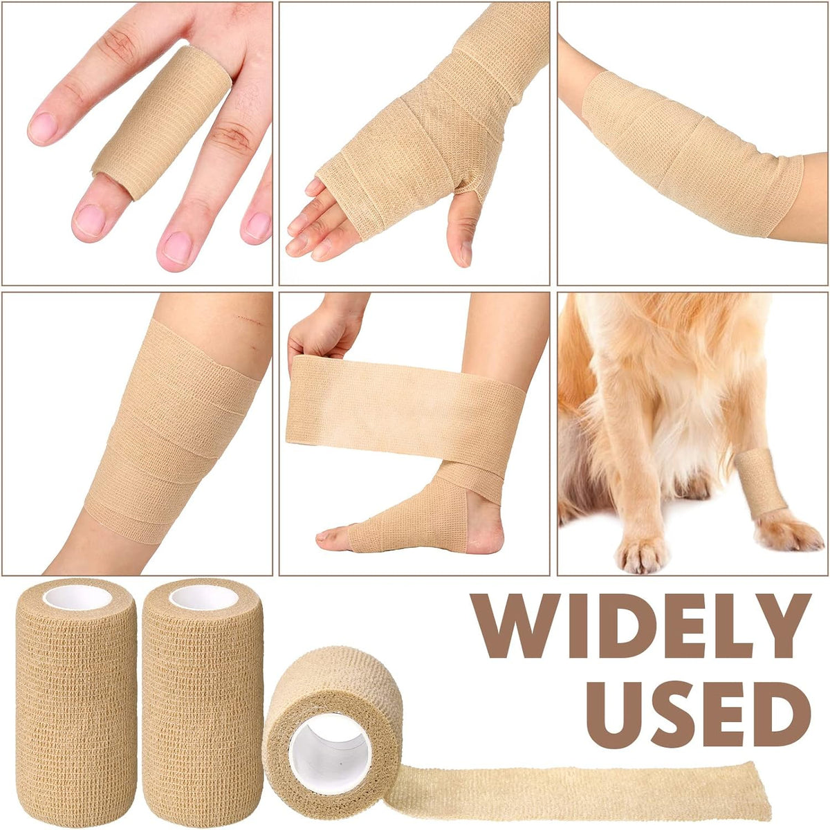 Treela 36 Pcs Self Adherent Bandage 4" X 5 Yard Wrap Breathable Cohesive Bandage Elastic Adhesive