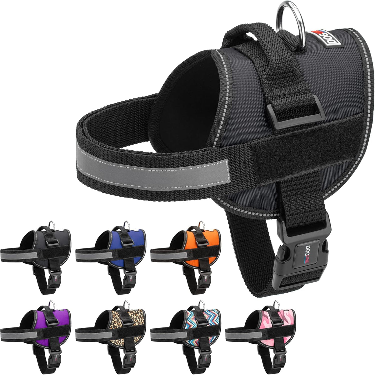 Dogline Dog Harness, Reflective No-Pull Adjustable Vest with Handle, Breathable No-Choke Harness