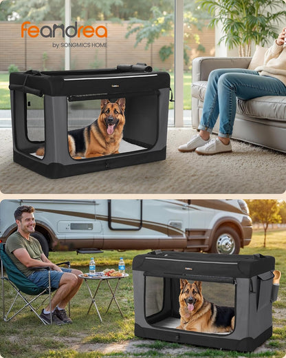 Feandrea Collapsible Dog Crate, 42-Inch Portable Dog Travel Crate for Large Dogs, Oxford Fabric Pet