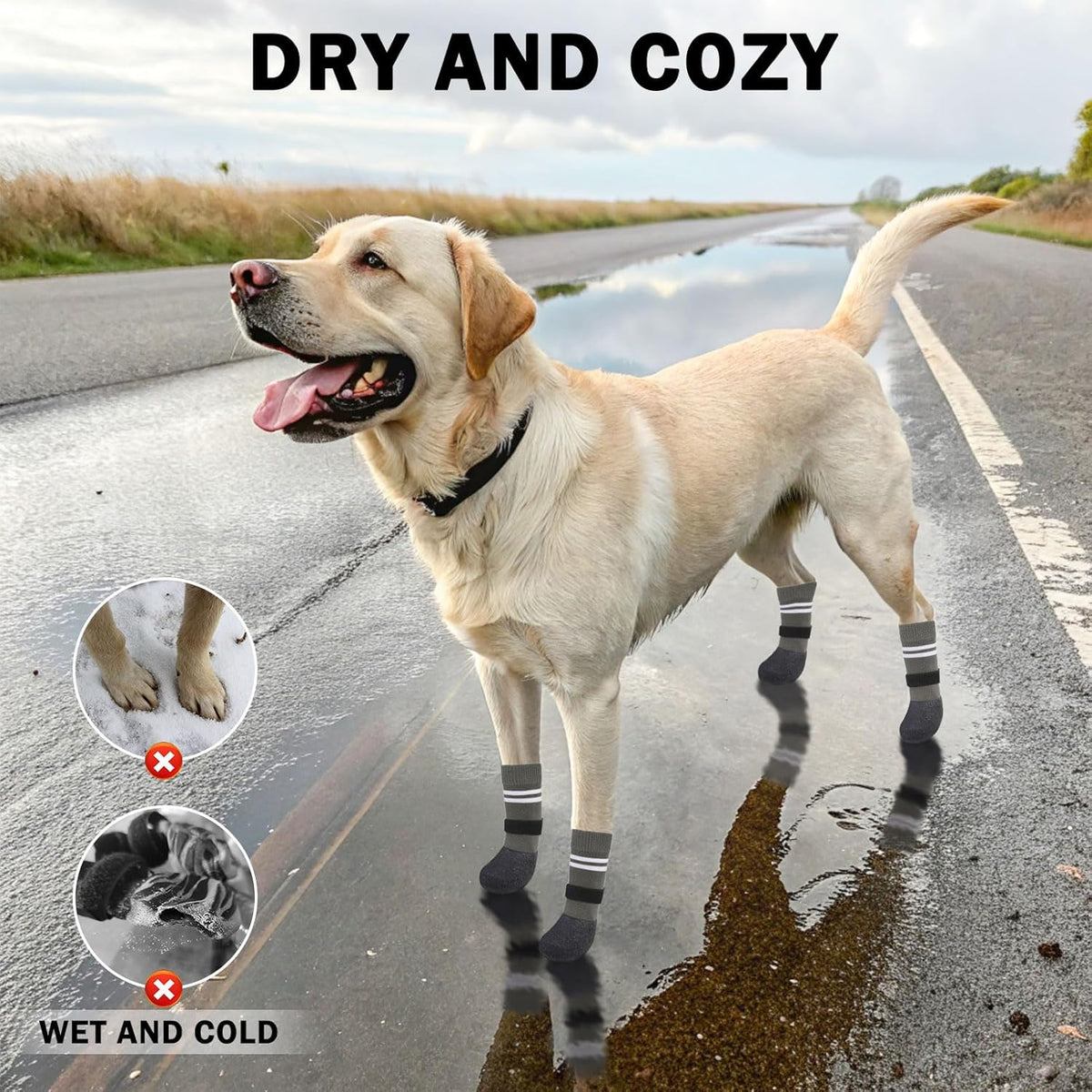 SCENEREAL Anti Slip Dog Boots & Paw Protectors for Hardwood Floor, Extended Dog Socks to Prevent