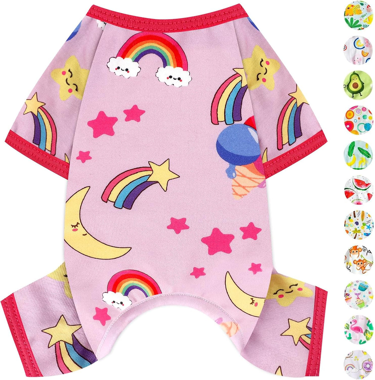 PinkBow Dog Pajamas Pjs Spring Summer Dog Clothes for Small Dogs Girl - Soft Stretchy Puppy Clothes