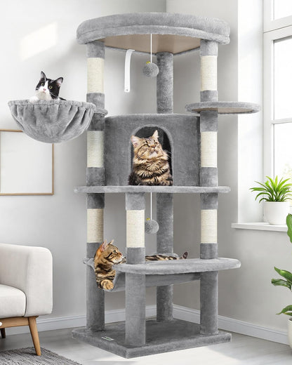 Globlazer Corner Cat Tree Tower for Indoor Cats, 51in Multi-Level Cat Condo Tower with Large