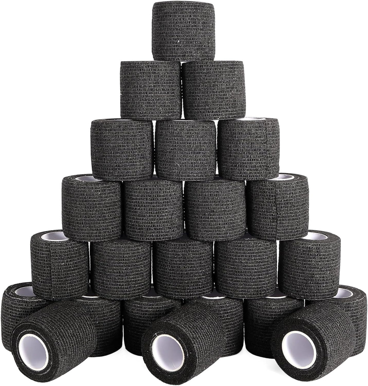 24 Pack Self Adhesive Bandage Wrap, 2” x 5 Yards Elastic Cohesive Bandage Wrap Black Athletic Tape