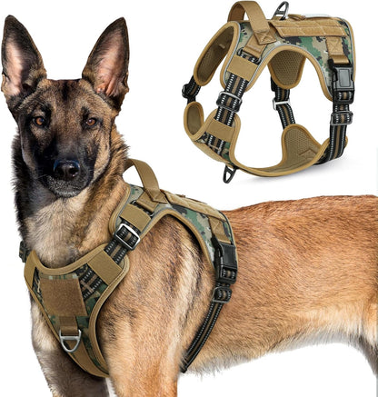 rabbitgoo Tactical Dog Harness for Large Dogs, No Pull Military Service Vest with Handle & Molle