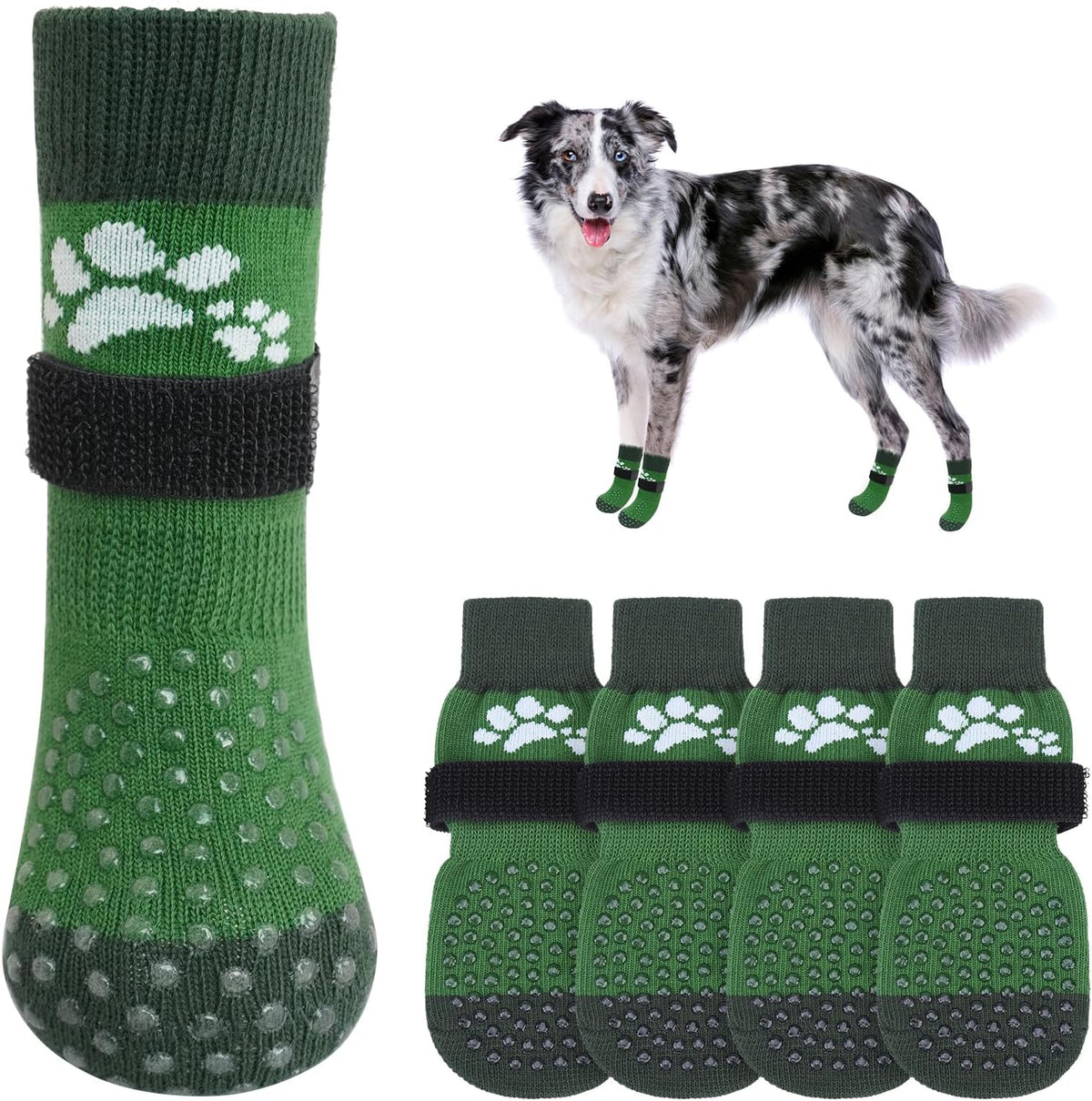 SCENEREAL Anti Slip Dog Sock to Prevent Licking Paws for Hardwood Floors, Boots & Paw Protector