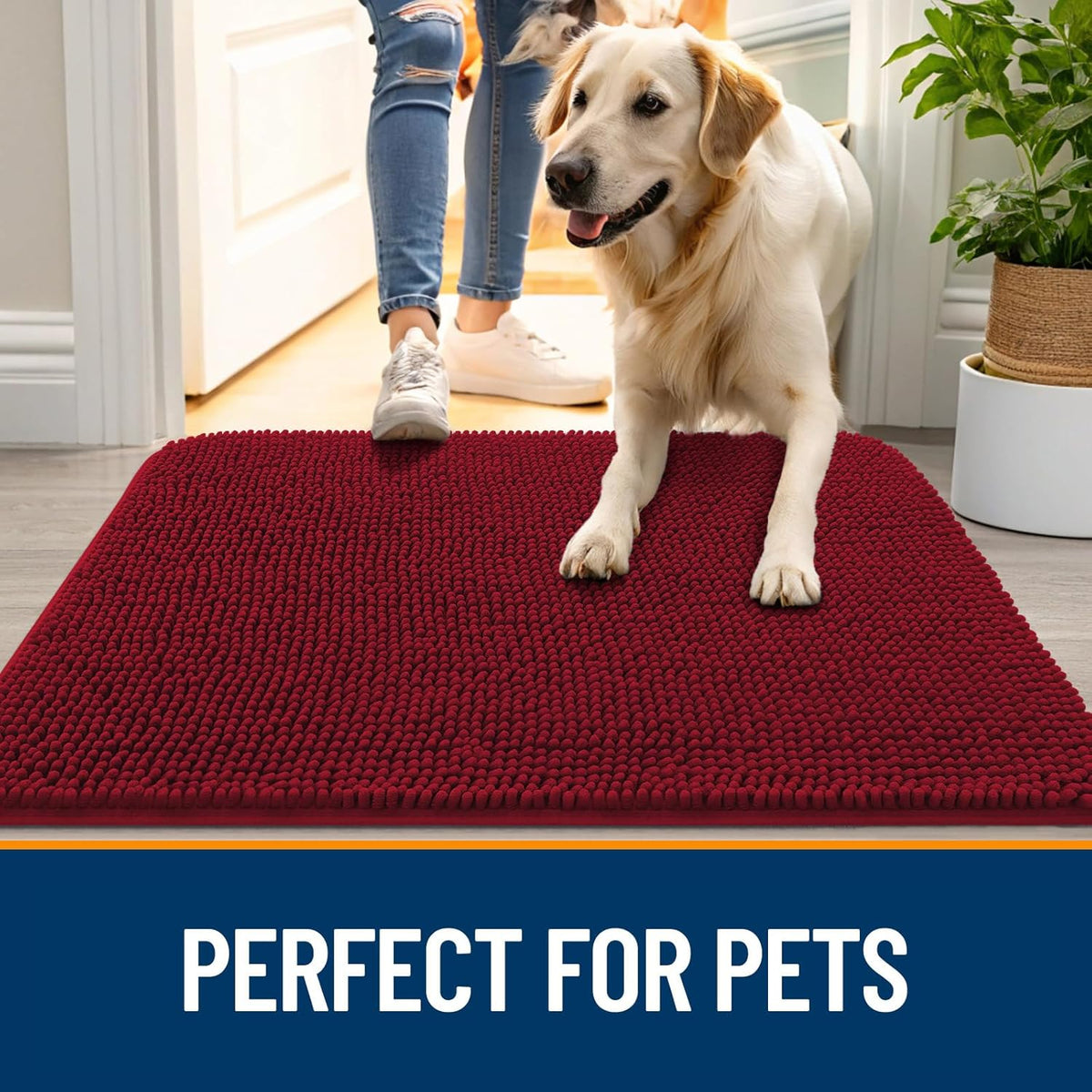 OLANLY Dog Door Mat for Muddy Paws 30x17, Absorbs Moisture and Dirt, Absorbent Non-Slip Washable