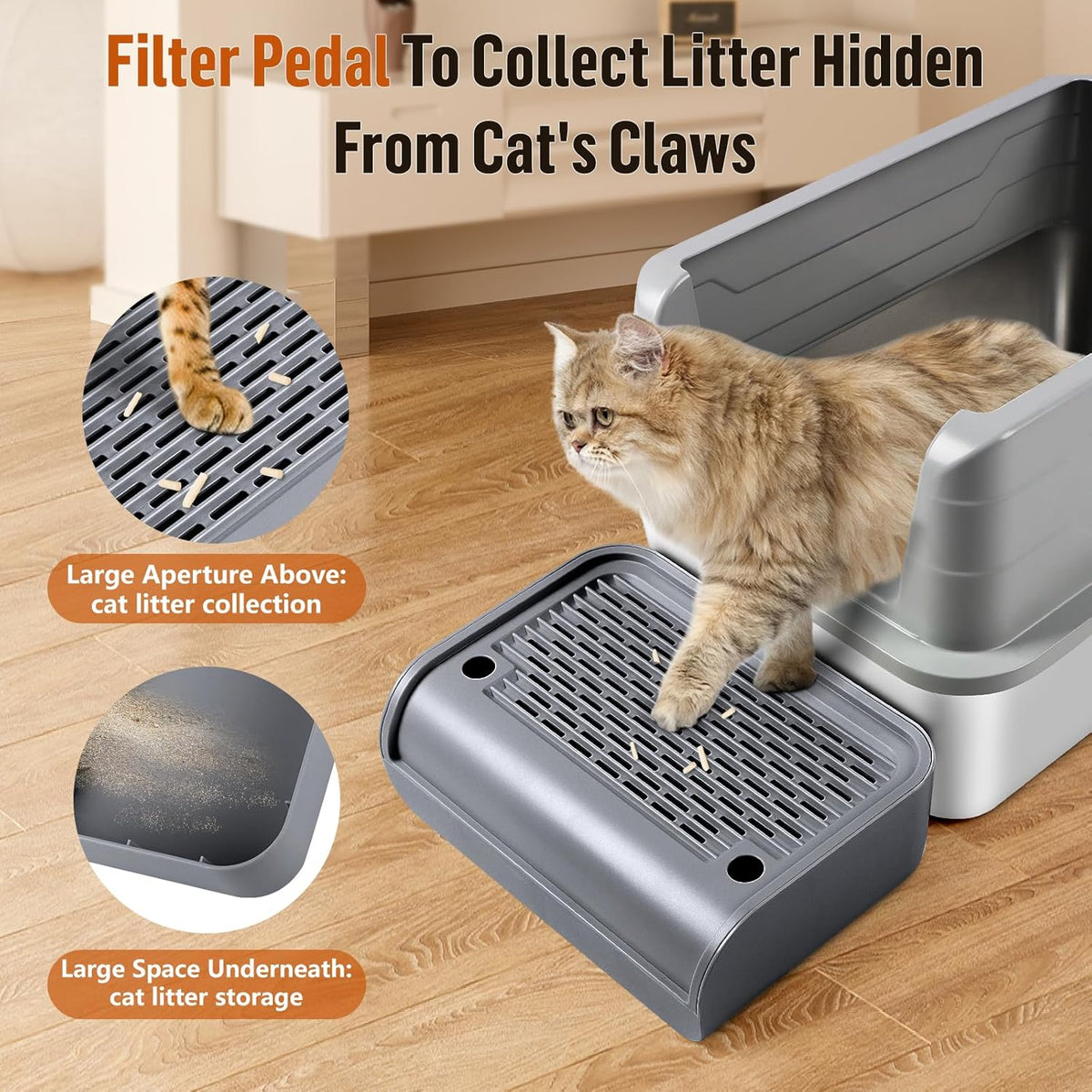 Cat Litter Box Step, Cat Litter Box Ramp Mat with Filter Function for Self-Cleaning Cat Litter Box