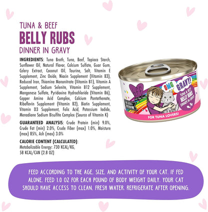 Weruva B.F.F. OMG - Best Feline Friend Oh My Gravy!, Tuna & Beef Belly Rubs with Tuna & Beef, 2.8oz