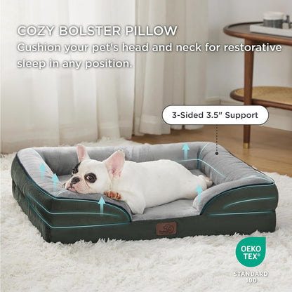 Bedsure Orthopedic Dog Bed for Medium Dogs - Waterproof Dog Sofa Beds Medium, Supportive Foam Pet