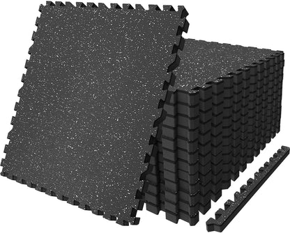 AIRHOP 0.79in Thick 48 Sq Ft Exercise Equipment Mats, 12 Tiles Upgraded Rubber Top with High