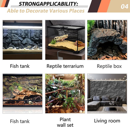 17.7x11.8in Rock Terrarium Background,3D Reptile Tank Background Board,Amphibian Stereo Backdrop