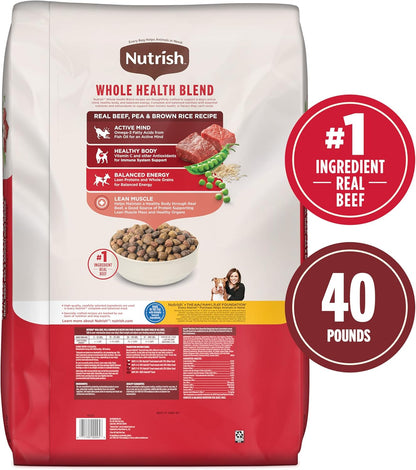 Nutrish Dry Dog Food, Real Beef, Pea & Brown Rice Recipe Whole Health Blend for Adult Dogs, 40 lb.
