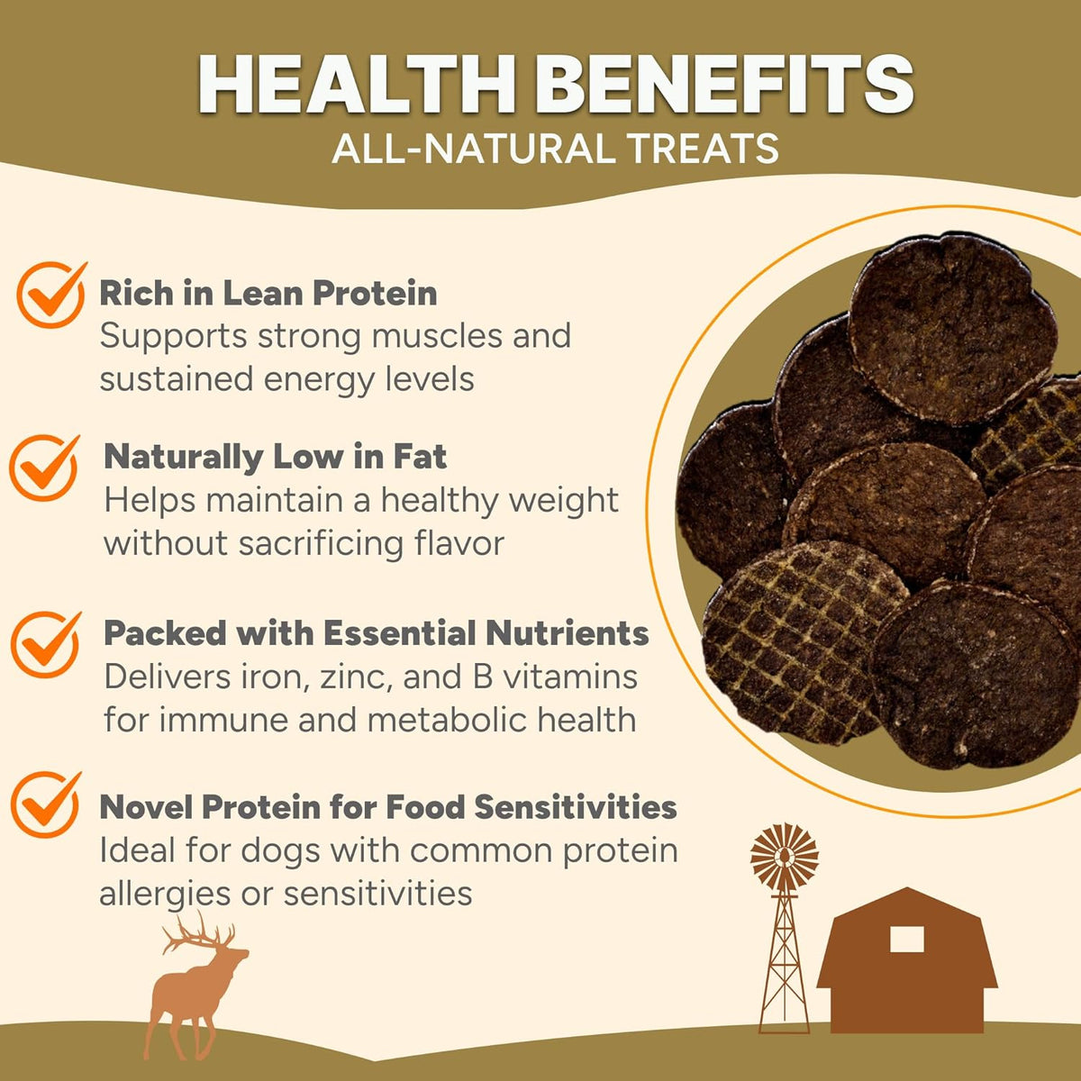 Gaines Family Farmstead Elk Chips for Dogs – 4 oz, Natural Single-Ingredient Dog Treats