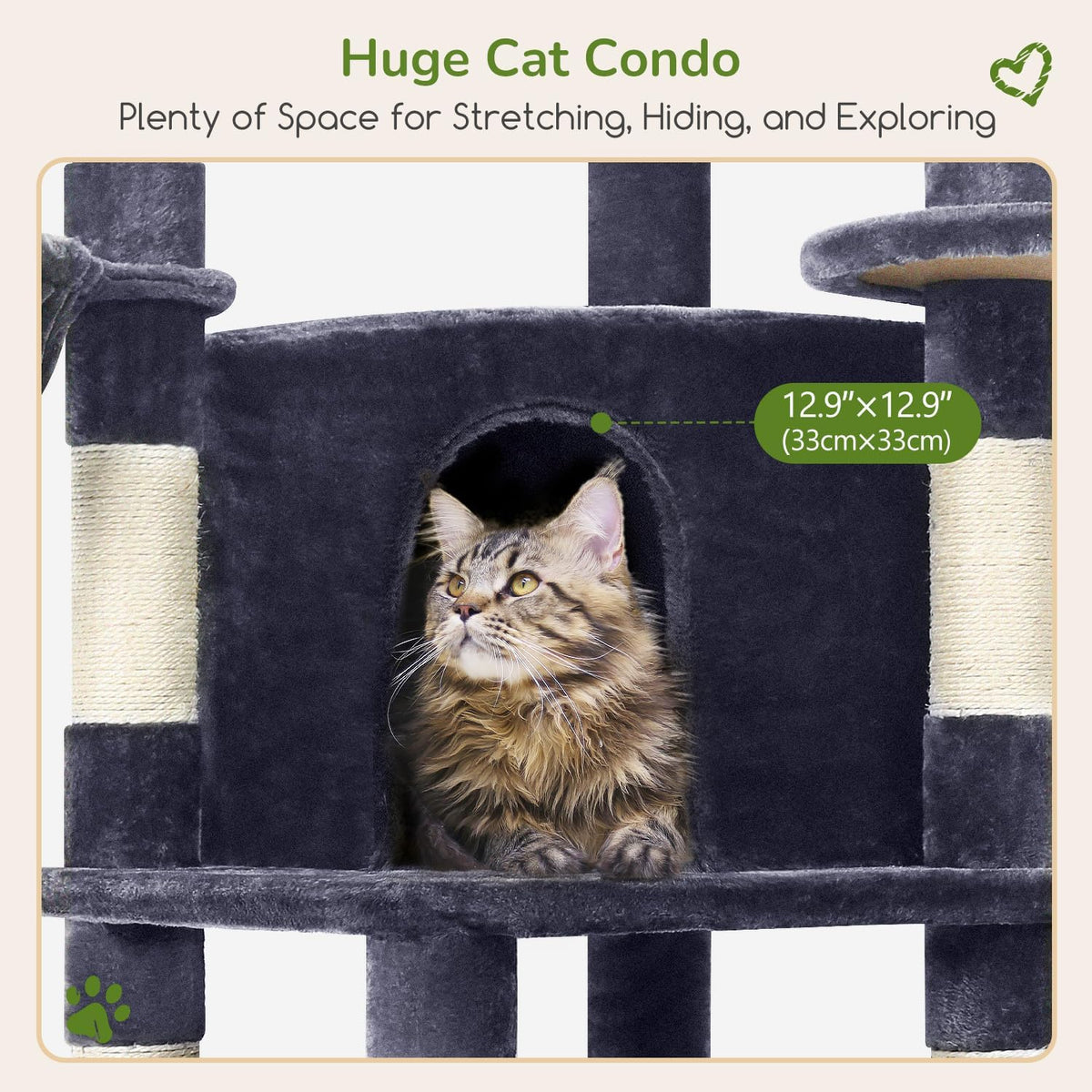 Globlazer Corner Cat Tree Tower for Indoor Cats, 51in Multi-Level Cat Condo Tower with Large