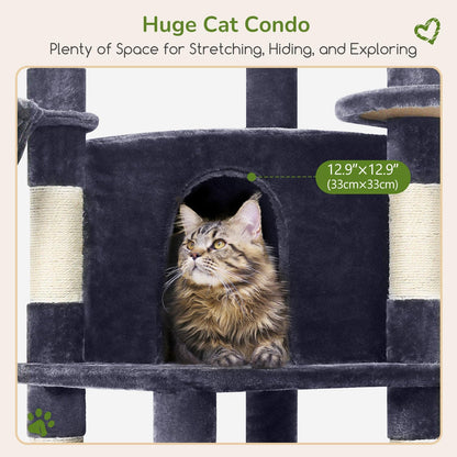 Globlazer Corner Cat Tree Tower for Indoor Cats, 51in Multi-Level Cat Condo Tower with Large