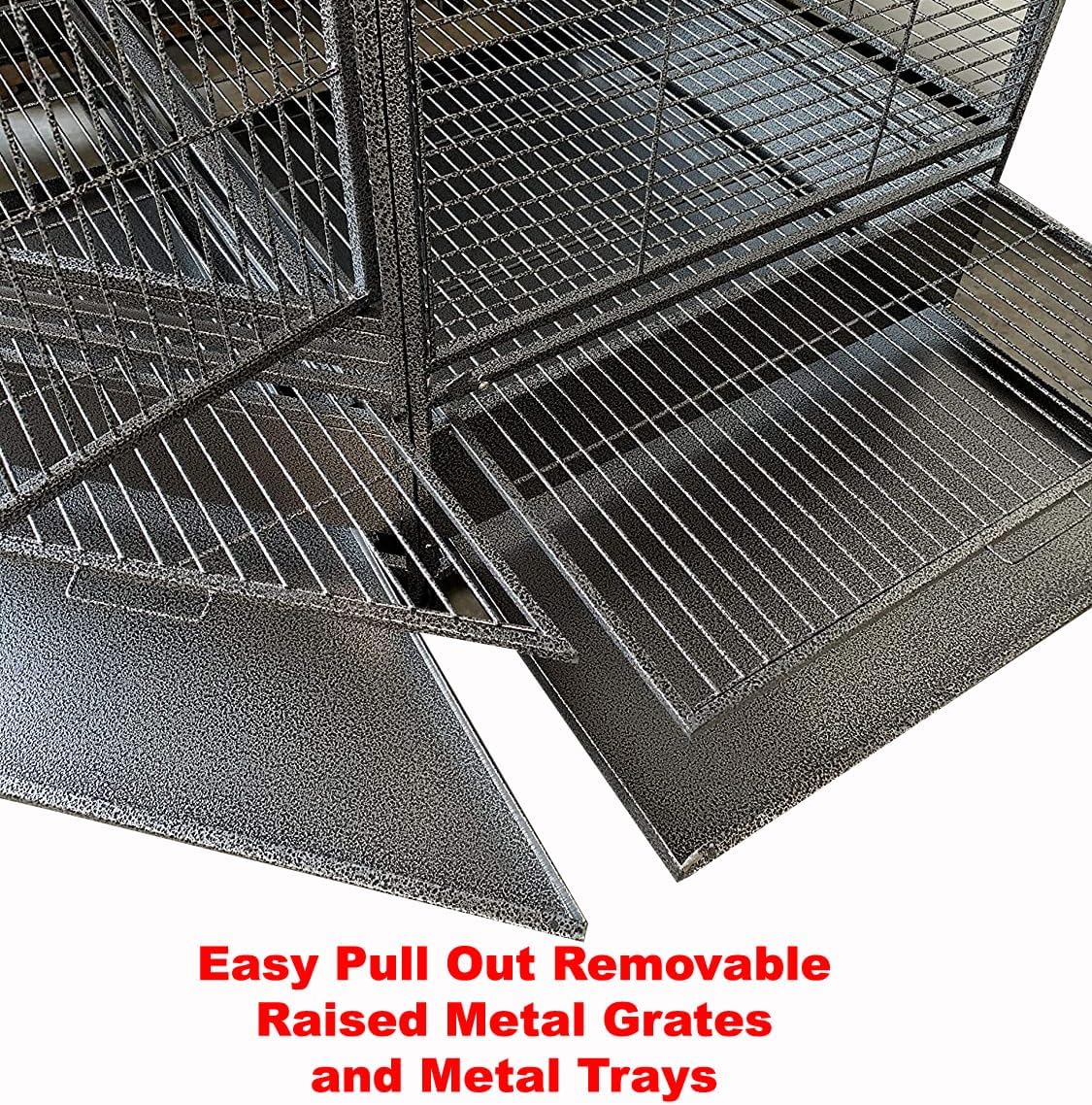 X-Large Corner Parrot Bird Flight Breeding Wrought Iron Rolling Cage Solid Plated Feeder Doors with