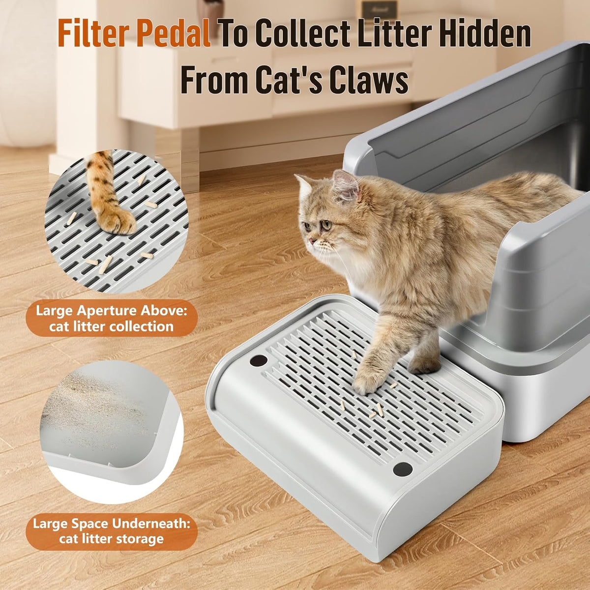 Cat Litter Box Step, Cat Litter Box Ramp Mat with Filter Function for Self-Cleaning Cat Litter Box