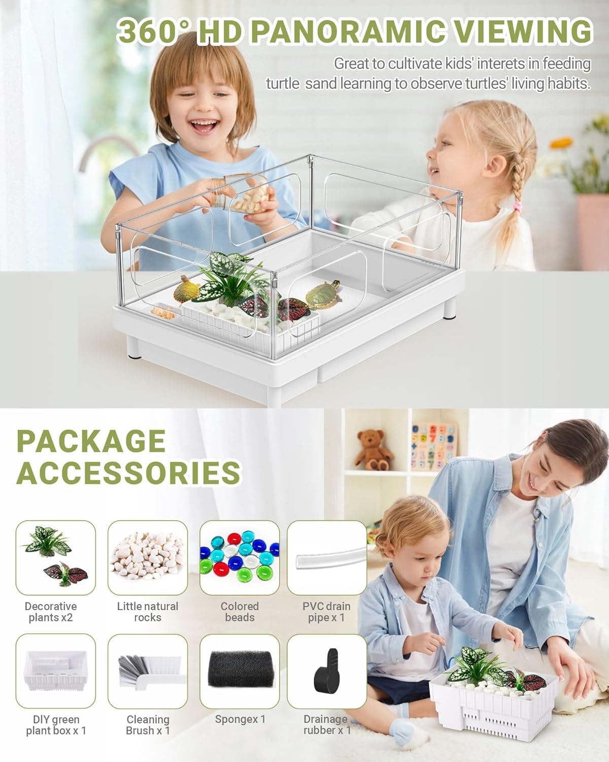 GOZILLA Small Turtle Tank, Acrylic Turtle Tank Starter Kit, Reptile Habitat and Terrarium with