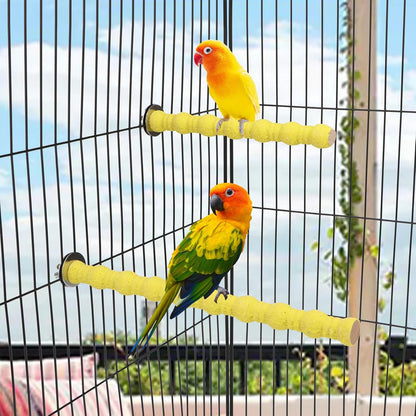 Hypeety 2PCS Wood Perch Stand Paw Grinding Stick Toy Pet Bird Cage Stand Platform for Bird Parrot