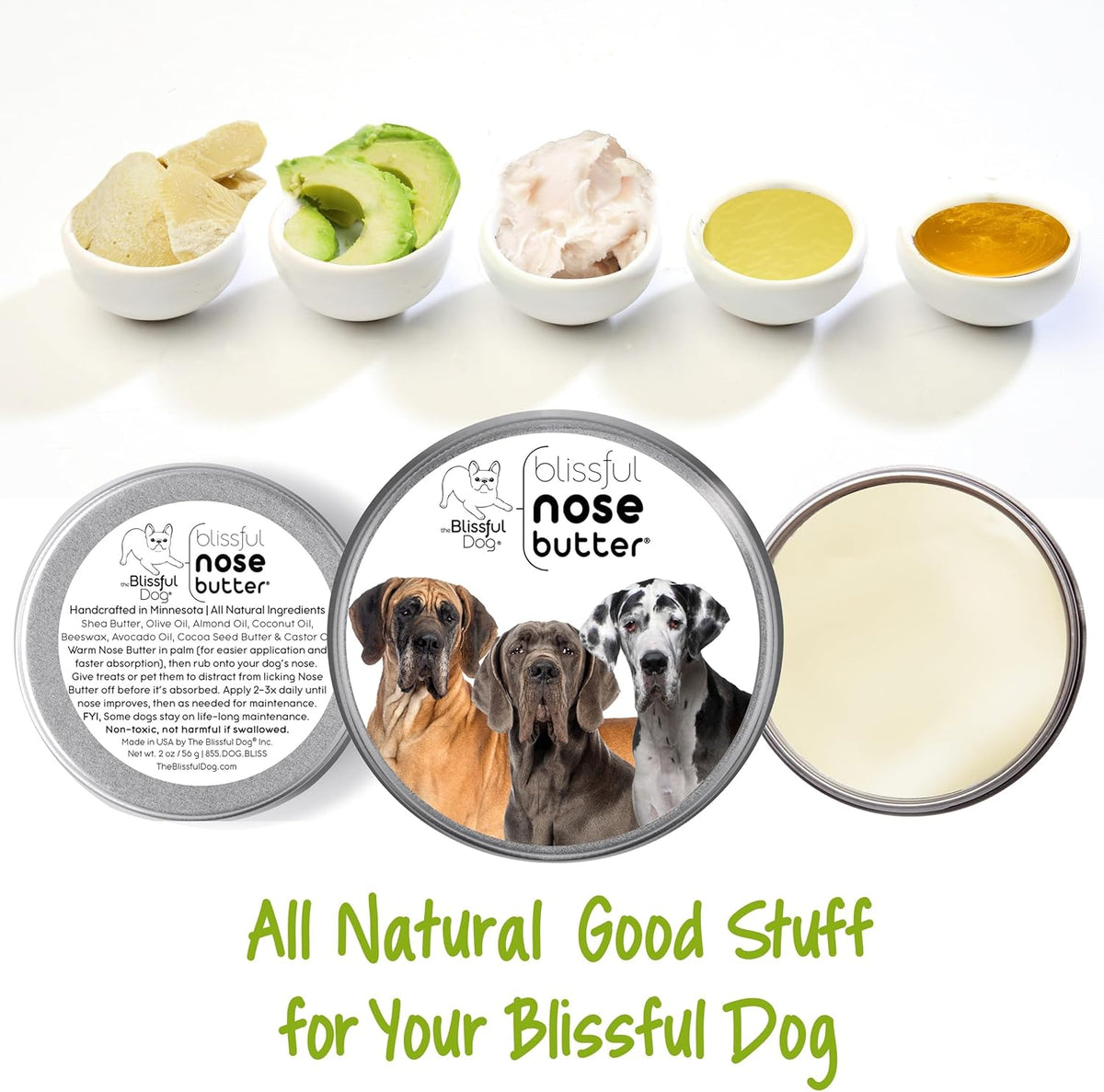 The Blissful Dog Great Dane Nose Butter for Dry, Cracked Skin, Lick-Safe Dog Nose Balm with