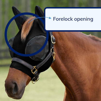 SmartEquine Comfort Fly Mask with SmartCore Technology | UV Horse Mask | UPF 50 | Forelock Hole |