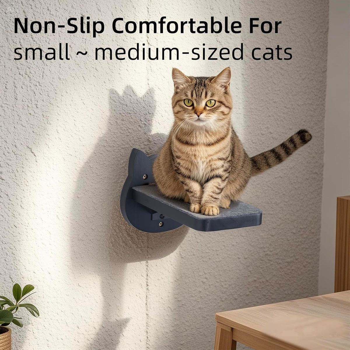 ESPETS Black Painted Solid Wood Cat Wall Climbing Steps Set of 3 - Wall Mounted Cat Floating