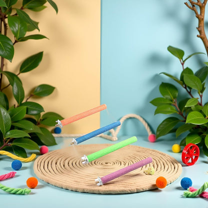 1Pc Random Color Bird Perch Stand Toy Wood Parrot Perch Stand Grinding Claw Sticks Sanded Surface
