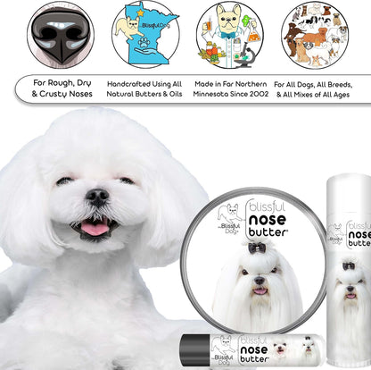 The Blissful Dog Maltese Nose Butter for Dry, Cracked Skin, Lick-Safe Dog Nose Balm with