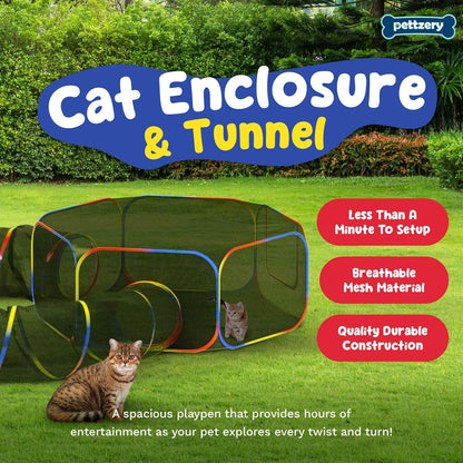 Outdoor Cat Enclosure - Portable Catio Playground for Cat Run, Kitty and Small Animals - Tent &