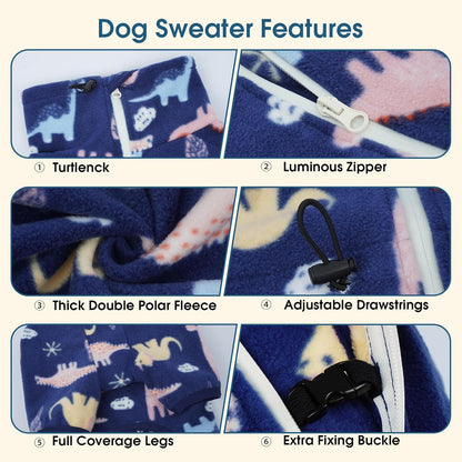 ROZKITCH Dog Fleece Jacket Soft Fleece Pullover Pajamas, Pet Windproof Warm Cold Weather Jacket