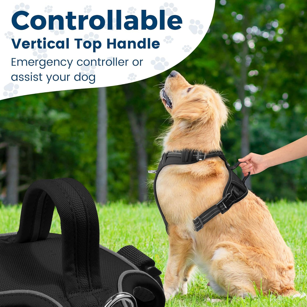 Funfox Dog Harness No Pull, Adjustable Dog Vest Harness, Super Soft Material with Vertical Handle