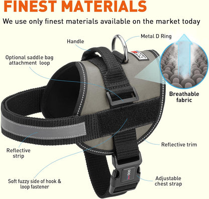 Dogline Dog Harness, Reflective No-Pull Adjustable Vest with Handle for Walking, Training