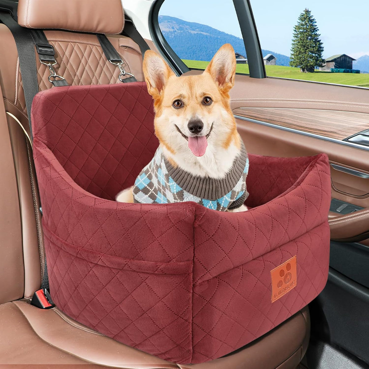 Dog Car Seat for Small/Medium Dogs, Dog Booster Car Seats with Thick Cushion for Dogs Under 35lbs