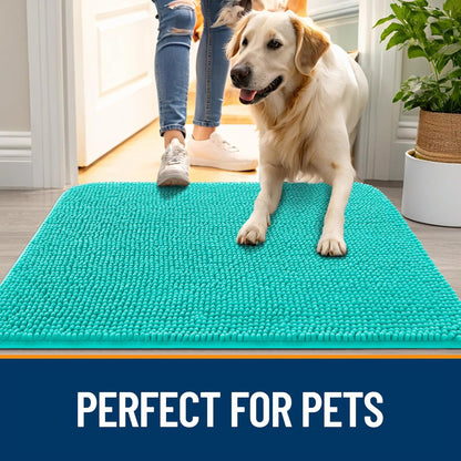 OLANLY Dog Door Mat for Muddy Paws 44x24, Absorbs Moisture and Dirt, Absorbent Non-Slip Washable