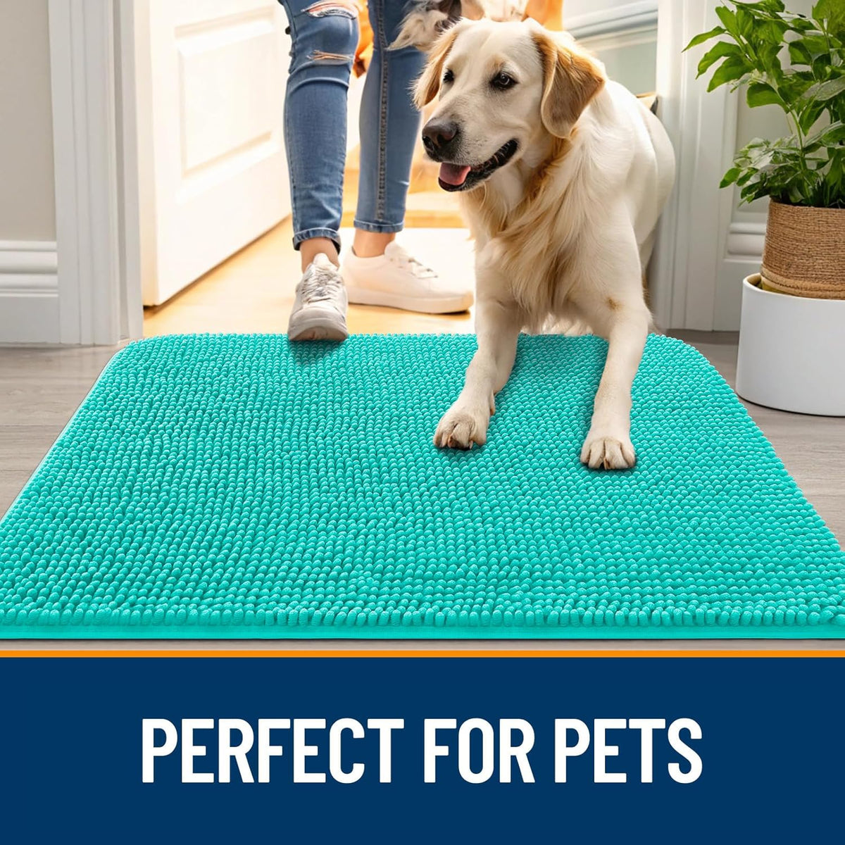 OLANLY Dog Door Mat for Muddy Paws 47x17, Absorbs Moisture and Dirt, Absorbent Non-Slip Washable