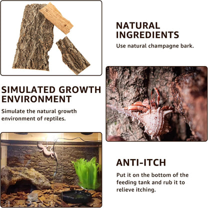 RHBLME 6 Pack Cork Bark for Reptiles, 11.8" L x 7.8" W Cork Bark for Terrarium, Reptile Tank
