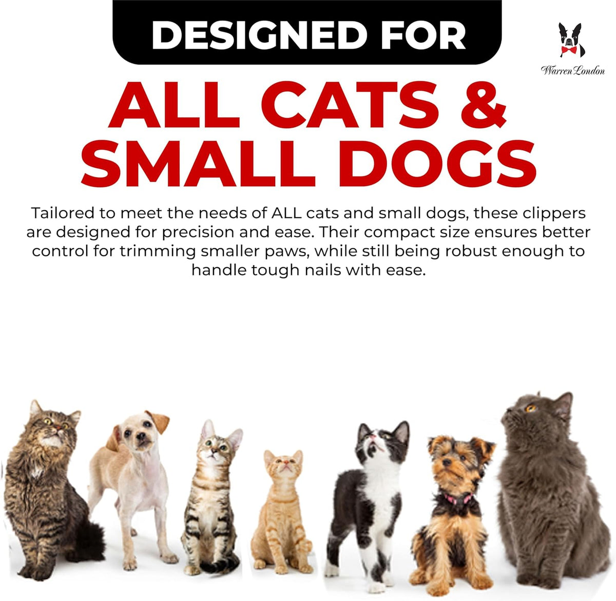 Warren London Cat Nail Clipper | Kittens Small Dogs | Stainless Steel Blade | Nail Safety Guard |