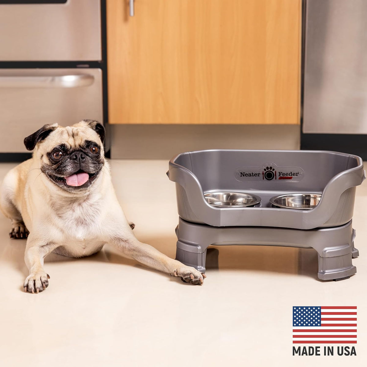 Neater Feeder Deluxe Mess Proof Dog Bowls Elevated for Small Breeds – Made in USA – No Spill Raised