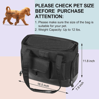 Cat Carrier, Dog Carrier, Pet Carrier, Foldable Waterproof Premium PU Leather Oxford Cloth Dog