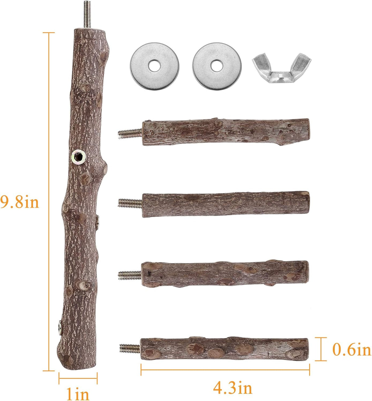Bird Perch Stand Toy, Natural Wood Parrot Perch Bird Cage Branch Perch Accessories for Parakeets