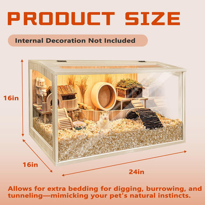 Prolee Hamster Cage Chewproof Wooden 24 Inch Guinea Pig Cages Mice and Rat Habitat Openable Top