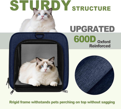 Cat Carrier 18x11x11 United Airline Approved, Top Loader Heavy Duty Softshell Pet Flying Bag 18lbs